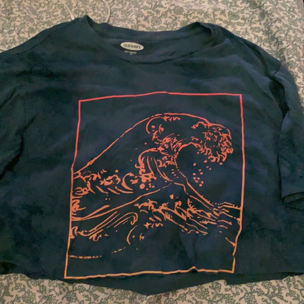 old navy cropped ocean shirt